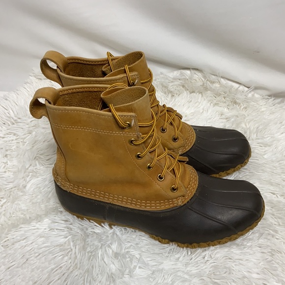 Bean By LL Bean Mens Waterproof Leather Duck Boots Tan Brown Size 9 M. - Picture 2 of 7